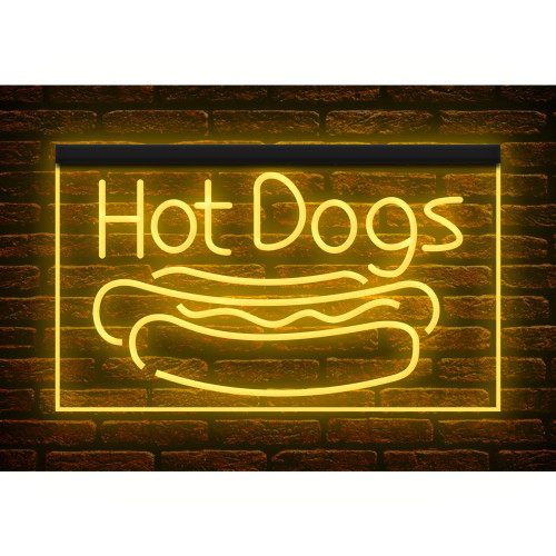 110123 Hot Dogs Shop Cafe Store Fast Food Open Home Decor Display LED Light Neon Sign (12" X 8", Yellow)