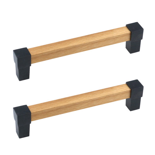 Antrader Square Bar Cabinet Pull Drawer Handle,2 Pcs Solid Wood Pull,Center to Center 6.3in(160mm) for Cabinets Cupboard