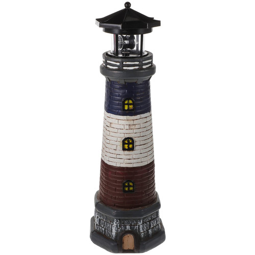 Solar Garden Lighthouse Outdoor Decor Solar Garden Lighthouse Decor Solar-power Lighthouse Statue Resin Lighthouse for Garden Yard Lawn Outdoor Lantern Solar Landscape Lights