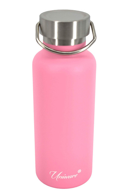UNIWARE Pink Double Wall Stainless Steel Vacuum Flask (500 mL), 2.9 x 2.9 x 8 inches