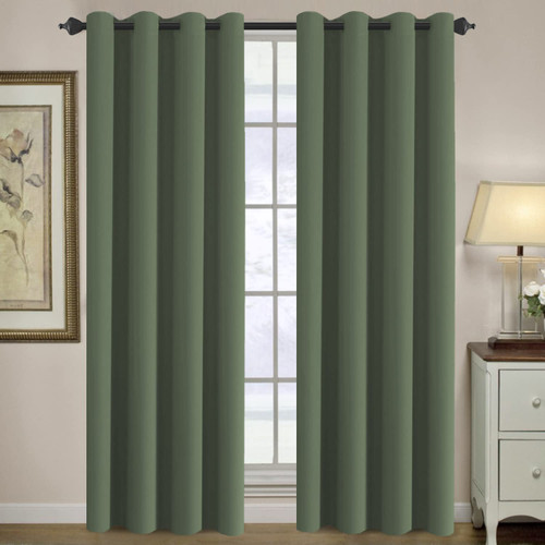 H.VERSAILTEX Blackout Curtain for Living Room Thermal Insulated Window Treatment Curtain Extra Long 96 inch Length Energy Saving Solid Grommet Top Blackout Drape, One Panel, Bronze Green, 52"W x 96"L