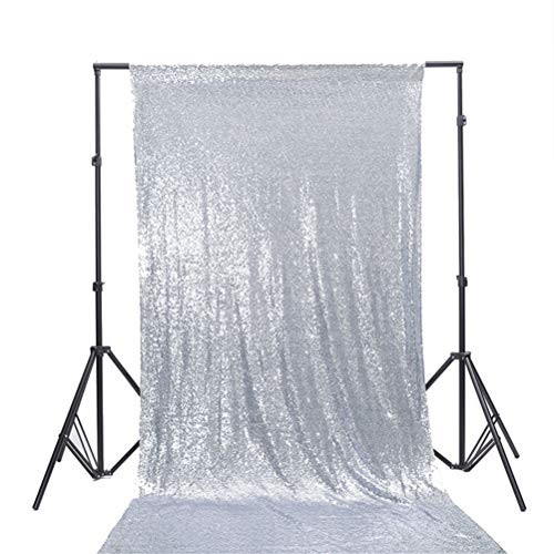 Zdada Seamless 8ftx8ft Silver Shimmer Sequin Fabric Photography Backdrop Sequin Curtain for Wedding/Party