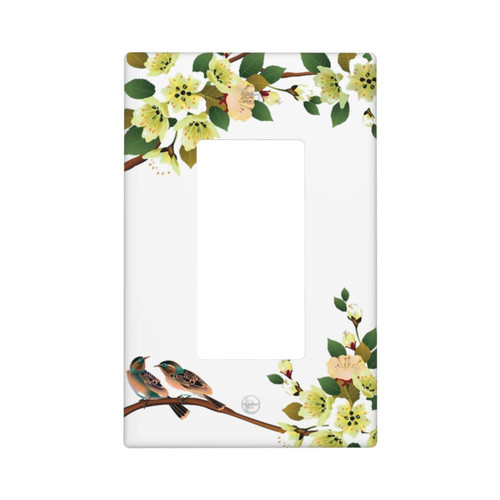 Flower Bird White Rocker Wall Switch Plate Cover Decorator Light Switch Receptacle Outlet 1 Gang for Bedroom Kitchen,Standard SIze Flower Bird White Rocker Wall Switch Plate Cover Decorator Light Switch Receptacle Outlet 1 Gang for Bedroom Kitchen,Standard SIze