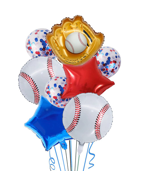 Baseball Party Balloons, Baseball Foil Mylar Balloons for Baby Shower Party Decor Baseball Glove Jumbo Balloons Baseball Bat Balloons for Birthday Sports Theme Supplies,Confetti Red and Blue Balloon