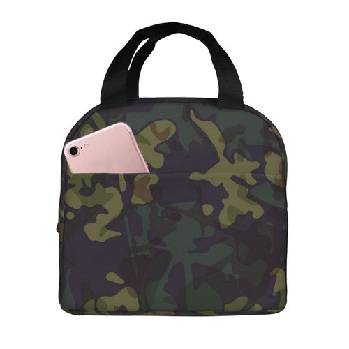 Reusable Lunch Tote Bag Camo Hunting Grassland Insulated Lunch Bag Durable Cooler Lunch Box