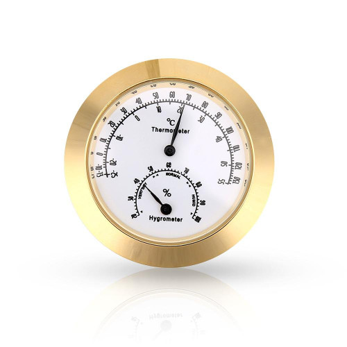 Round Thermometer Hygrometer Indoor/Outdoor Guitar Thermometer Hygrometer Digital Humidity Temperature Meter for Guitar Violin Case Parts(Gold) Guitar Case Hygrometer