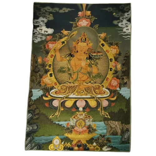 Silk Embroidery Tibet Thangka Buddhism Manjushri Bodhisattva Tangka Mural Wall Hanging for Home Decor Tapestry Meditation Silk Embroidery Tibet Thangka Buddhism Manjushri Bodhisattva Tangka Mural Wall Hanging for Home Decor Tapestry Meditation