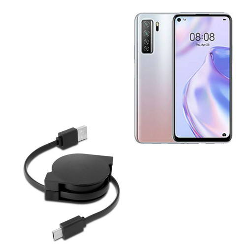 BoxWave Cable Compatible with Huawei Nova 7 SE 5G Youth - miniSync - USB-A to USB Type-C, Retractable Cable - USB-A to USB Type-C for Huawei Nova 7 SE 5G Youth