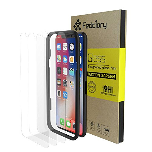 iPhone X Screen Protector, (3 Packs) Fedciory iPhone X Tempered Glass Screen Protectors [3D Touch] Anti-Scratch Anti-Fingerprint Bubble Free installation frame
