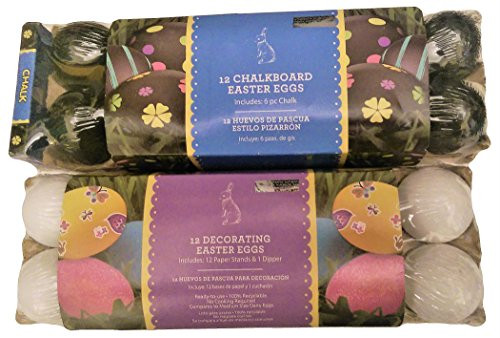 2 Dozen Craft Easter Egg Bundle White Decorating and Chalkboard Smooth Foam Eggs