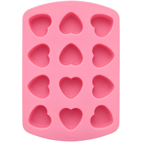 Wilton Heart-Shaped Valentine's Day Silicone Baking and Candy Mold, 12-Cavity