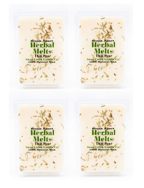 Swan Creek Thai Pear 5.25oz Drizzle Melts 4-Pack | Soy Wax Melts Herbal Fragrance for The Home | Earthy Scented Break Apart Soybean Wax | Made in The USA