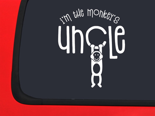 Car Sticker Monkeys Uncle Funny Cute Family Zoo Animals Car Window Decal Sticker White 7 Inch