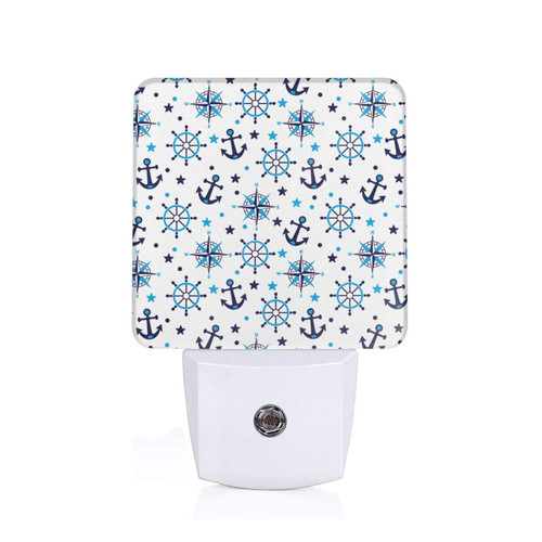 Allgobee Night Light Blue-Sea-Navy-Anchor Dusk to Dawn Sensor,Automated On Off,Home Decor for Kitchen,Bathroom,Bedroom