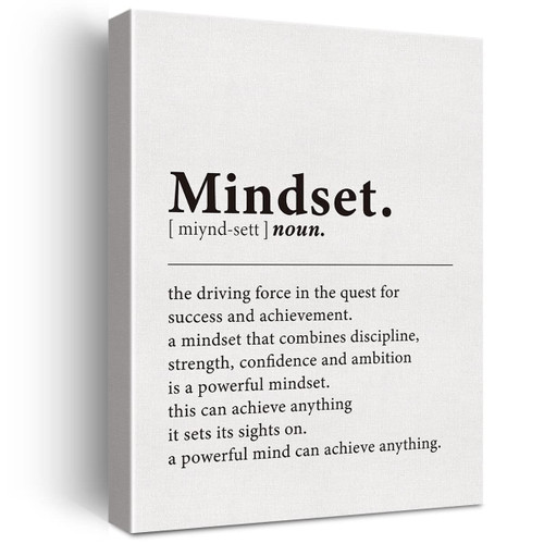 GTGIC Mindset Definition Canvas Wall Art Motivational Mindset Quotes Print Poster Decor Home Office Decoration Ready to Hang 12x15 Framed