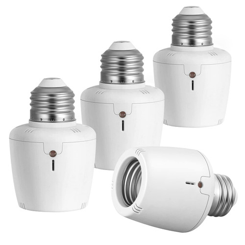 Suraielec Light Sensor Socket, Dusk to Dawn Socket Adapter, Automatic Photocell Sensor for LED/CFL/Halogen/Incandescent Bulbs, E26 E27 Outdoor Light Socket, 4 Pack
