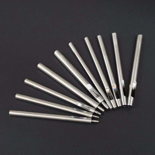 0.5mm-5mm Leather Working Tools for Leather Watch Bands Belts Canvas Paper Plastics Round Hollow Hole Punch Cutter Tool (Round Hole Punch) 10Pcs Leather Hole Punch Cutter