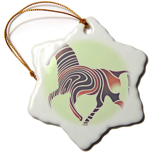3dRose PS Creations - Striped Horse - Fun Animal Art - Blue and Pink - Ornaments (orn-59079-1)