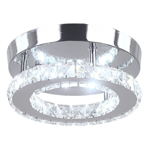 HOPGGIE Modern LED Crystal Chandelier Flush Mount Ceiling Light Fixture Mini Pendant Lighting for Living Room Bedroom Hallway Bar Kitchen Bathroom Cold White (D8.66 x H10.4 )