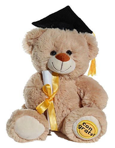 Calplush Fuzzy Beige Graduation Congrats Bear Plush - 9"