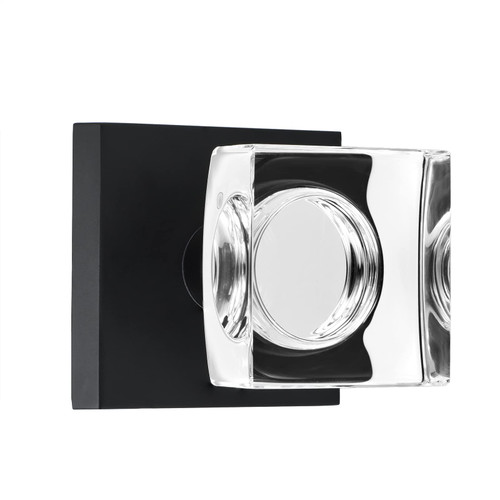coolnews Crystal Glass Door Knobs Interior, Square Privacy Door Knob for Bedroom/Bathroom, Matte Black
