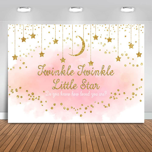 Mocsicka Twinkle Twinkle Little Star Backdrop Navy Blue Gold Stars Baby Shower Background Moon and Stars Boy Baby Shower Party Cake Table Decoration Photo Booth Props (7x5ft)