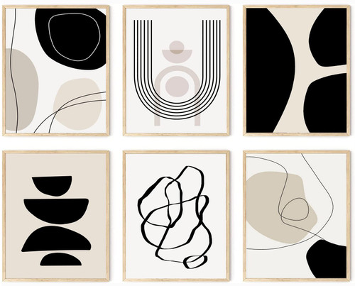 Abstract Boho Wall Art Prints Set of 6, Minimalist Geometric Boho Wall Art Black Brown Beige Line Art Canvas Painting Pictures, Mid-Century Modern Prints Gallery Wall Posters for Bedroom Living Room Bathroom Boho Room Decor(8" X 10", Unframed) Abstract Boho Wall Art Prints Set of 6, Minimalist Geometric Boho Wall Art Black Brown Beige Line Art Canvas Painting Pictures, Mid-Century Modern Prints Gallery Wall Posters for Bedroom Living Room Bathroom Boho Room Decor(8" X 10", Unframed)