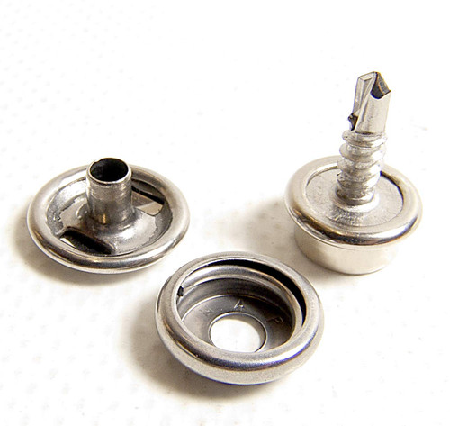 Snap Cap & Socket, 100% Stainless Steel w/ 1/2" Inch #8 Drill Point Self Drilling Screw Stud Select The Quantity You Need (25 of Each Piece)