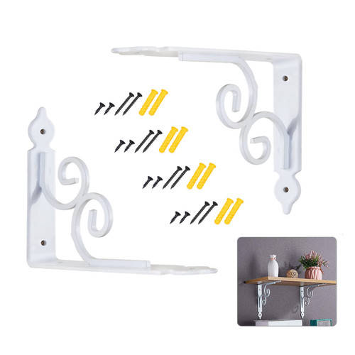 Shelf Bracket, 1 Set of 2 Triangular Shelve Brackets, Wall-Mounted Floating Shelf Supports, 90-Degree Right-Angle Decorative Bracket, Black/White, 19x24cm/7.5 * 9.4in,White-14x19cm/5.5 * 7.5in