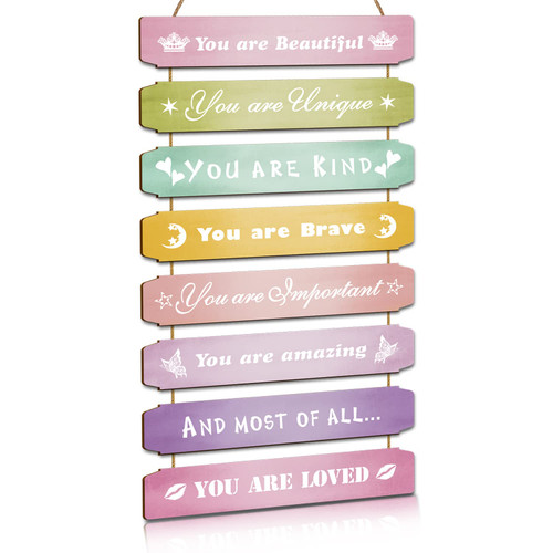 Cute Room Decor for Teen Girls,Pink Room Decor Aesthetic for Kids Nursery Toddler Baby Little Girl Princess,Kawaii Rainbow Inspirational Wall Art for Bedroom Locker Dorm Beach Room Sign Decorations