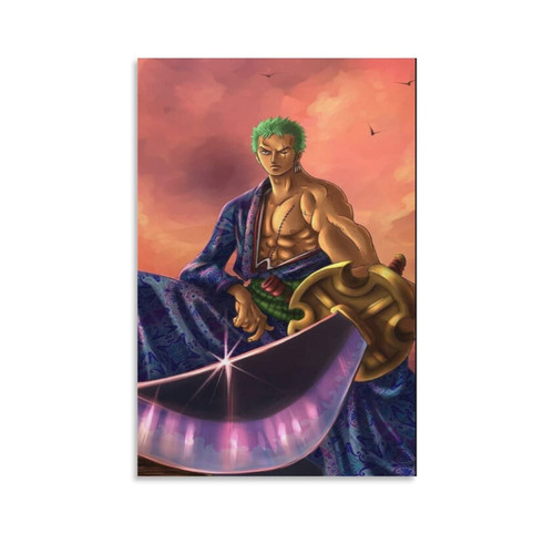 ToMart Anime Art Poster One Piece Hunter Roronoa Zoro Wall Poster Canvas Painting Posters And Prints Wall Art Pictures for Living Room Bedroom Decor 08x12inch(20x30cm) Unframe-style