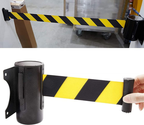 YuegoO Retractable Wall Mounted Caution Tape Indoor and Outdoor Caution Tape for Crowd Control Barriers and Line Separations Guardrail (Size : 2M)