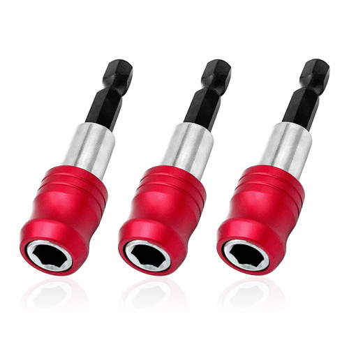 SeonFook 3pcs Magnetic Drill Bit Extension Quick Release Bar Socket Screwdriver Bit Holder with 1/4 Inch Hex Shank Drill Bit Extension Chuck Adapter Power Tool for Hand-held Drivers [60mm Length]
