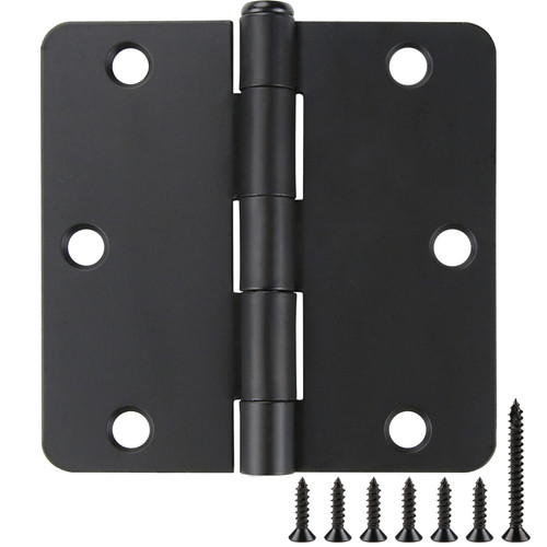 18 Pack Black Door Hinges Black Matte Black Hinges for Doors 3 1/2 Interior Door Hinges 3.5"x3.5 Inch Hinges Rounded 1/4" Raidus Standard Residential Bedroom Door Hinge Sturdy Door Hardware