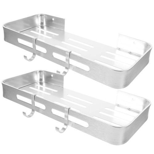 Hoement 1 Set Bathroom Storage Rack Tub Organizer for Bathtub Metal Organizer Shelf Bathtub Corner Shelf Bathroom Shelf Organizer Wall Shower Shelf Rectangular Bathroom Basket Shower Rack