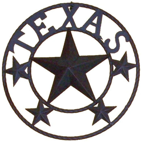 LL Home Star Texas 16" Metal Circle Sign, Black