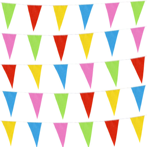 300pcs 525ft Multicolor Pennant Flags Banner Nylon Cloth Flag Pennants Colorful Rainbow Pennant Banner Garland for Grand Opening Party Celebrations Festivals Home Classroom Shop Decorations