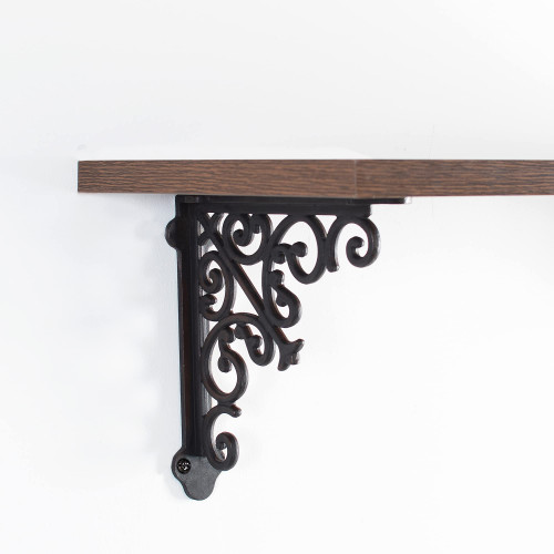 Deco Window Victorian Shelf Bracket 18 x 18 cm L-Shaped Shelf Bracket Heavy Duty Pack of 2 (Antique Black)