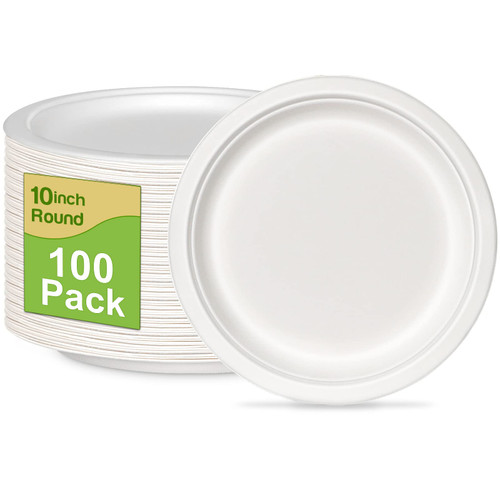 Paper Plates 10 Inch Bulk, 100 Pack Compostable Paper Plates Heavy Duty, Large Paper Plates White, Eco Friendly Plates Disposable For 100 Guests Paper Plates 10 Inch Bulk, 100 Pack Compostable Paper Plates Heavy Duty, Large Paper Plates White, Eco Friendly Plates Disposable For 100 Guests