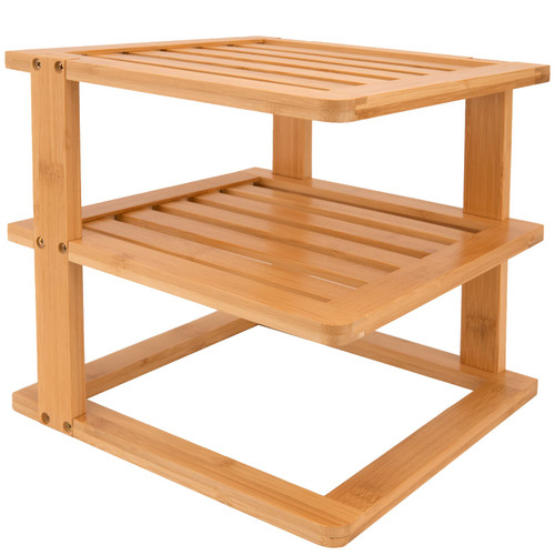 LEIMO KPARTS Bamboo Kitchen Corner Shelf - Cabinet Corner Rack for Plate, 3-Tier Kitchen Shelf Storage Organizer -Kitchen Countertop Organizer - Cabinet & Pantry Kitchen Organization