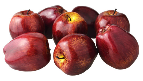 JEDFORE Fake Dark Red Apple Simulation Artificial Lifelike Plastic Red Delicious Apples Set Fake Fruit for Home House Kitchen Wedding Party Decoration Photography (8Pcs)
