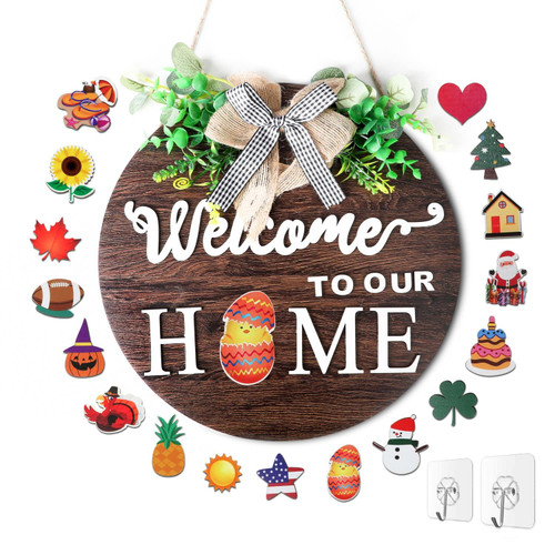 BIGEDDIE Welcome Sign for Front Door, Interchangeable Welcome Sign, Wall Hanging Front Door Decor Welcome Home Sign for Housewarming Gifts Fall Christmas BIGEDDIE Welcome Sign for Front Door, Interchangeable Welcome Sign, Wall Hanging Front Door Decor Welcome Home Sign for Housewarming Gifts Fall Christmas