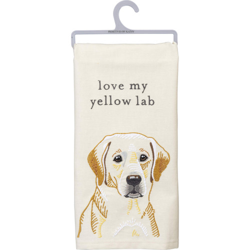 Primitives by Kathy Love My Yellow Lab Dish Towel, 20" x 26", White, Brown