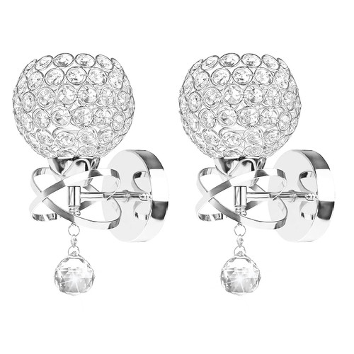 TISLYCO Crystal Wall Sconces Set of Two, Modern Wall Light Sconces Wall Lighting with Hanging Crystal Ball, Wall Mount Lamp Bedside Wall Lamp Silver Sconces Wall Decor for Bedroom Living Room Hallway TISLYCO Crystal Wall Sconces Set of Two, Modern Wall Light Sconces Wall Lighting with Hanging Crystal Ball, Wall Mount Lamp Bedside Wall Lamp Silver Sconces Wall Decor for Bedroom Living Room Hallway