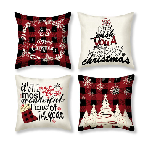 AMEMNY Christmas Pillow Covers 18x18 Winter Square Buffalo Plaid Christmas Decorative Throw Pillow Covers Set of 4 Holiday Christmas Tree Cushion Covers Linen Pillow Cases for Bed Sofa Couch Chair AMEMNY Christmas Pillow Covers 18x18 Winter Square Buffalo Plaid Christmas Decorative Throw Pillow Covers Set of 4 Holiday Christmas Tree Cushion Covers Linen Pillow Cases for Bed Sofa Couch Chair