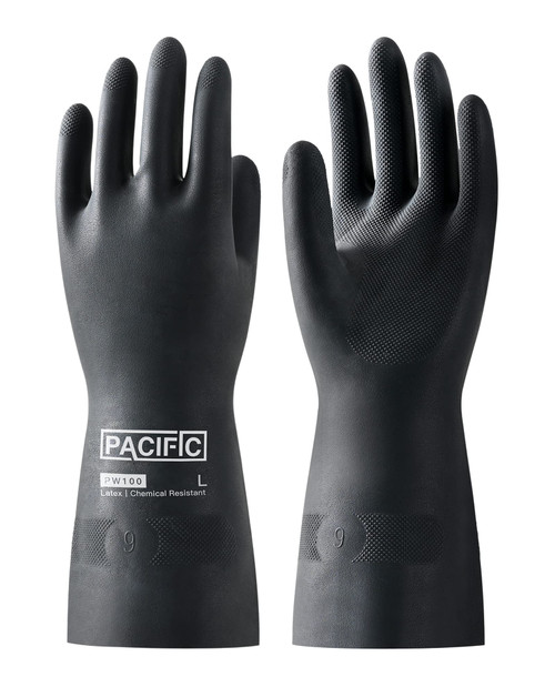 PACIFIC PPE Chemical Resistant Gloves, Heavy Duty Industrial Rubber Gloves, Resist Acid, Alkali and Oil, 12.6", Large