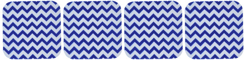 3dRose CST_110746_1 Chevron Pattern Navy Blue and White Zigzag-Soft Coasters, Set of 4
