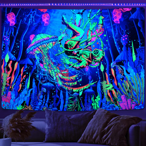 Krelymics Blacklight Astronaut Tapestry Fantasy Jellyfish Mushroom Tapestry UV Reactive Underwater World Sea Life Tapestry Glow in The Dark Plants Tapestries Wall Hanging for Room(59.1 x 82.7 inches) Krelymics Blacklight Astronaut Tapestry Fantasy Jellyfish Mushroom Tapestry UV Reactive Underwater World Sea Life Tapestry Glow in The Dark Plants Tapestries Wall Hanging for Room(59.1 x 82.7 inches)