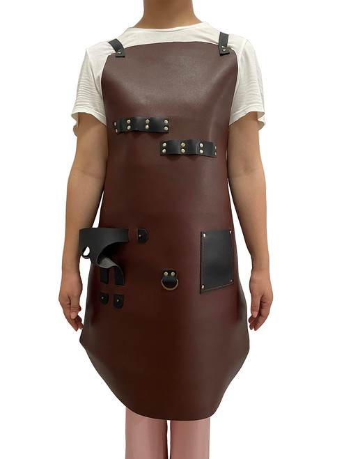Frayollora Leather Apron with Tool Pockets for Cooking BBQ Barbers Butchers Bartender Picnic Barbecue Baking Grilling, Kitchen Chef (Dark Brown)