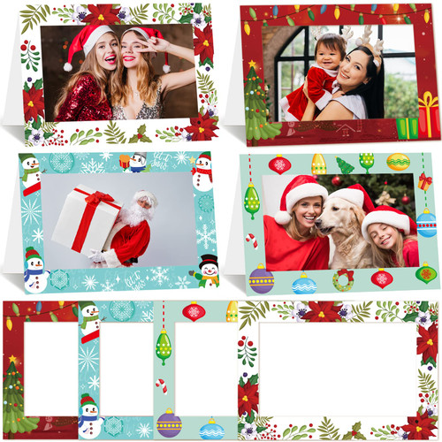 ceiba tree Christmas Photo Frame Cards 40 Pack Holiday Picture Frame Greeting Card with Envelopes for Classroom Home Party Gifts